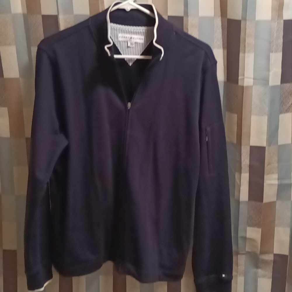 FINAL PRICE TOMMY HILFIGER women's navy jacket w frontal and arm zipper Large